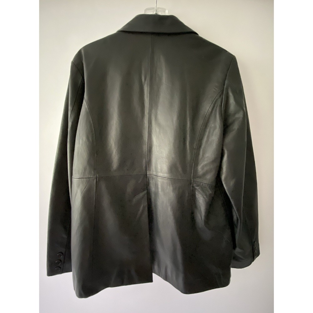 VTG Free Country Black Leather Jacket Women's Large Button Up Lined Streetwear - Picture 5 of 15